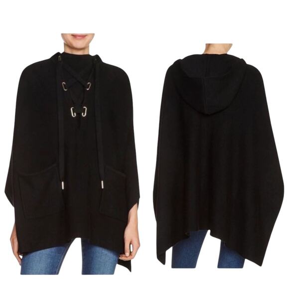 Maje Paris Black Million Poncho Cape Sweater - Picture 2 of 11